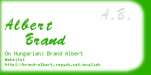 albert brand business card